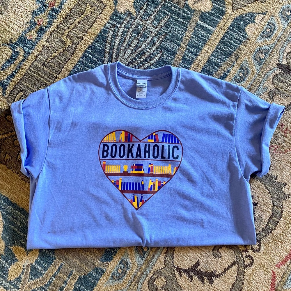 Bookaholic Reader Gift Reading Book Lovers T Shirt Unisex Purple Sz M